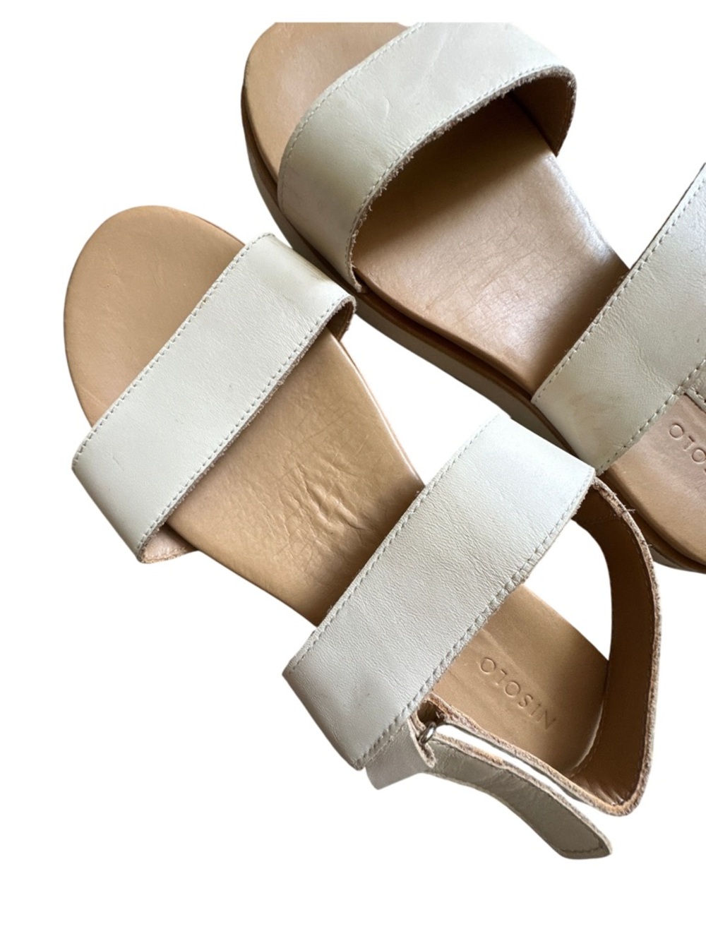 Nisolo White Double-Strap Leather Slide Sandals